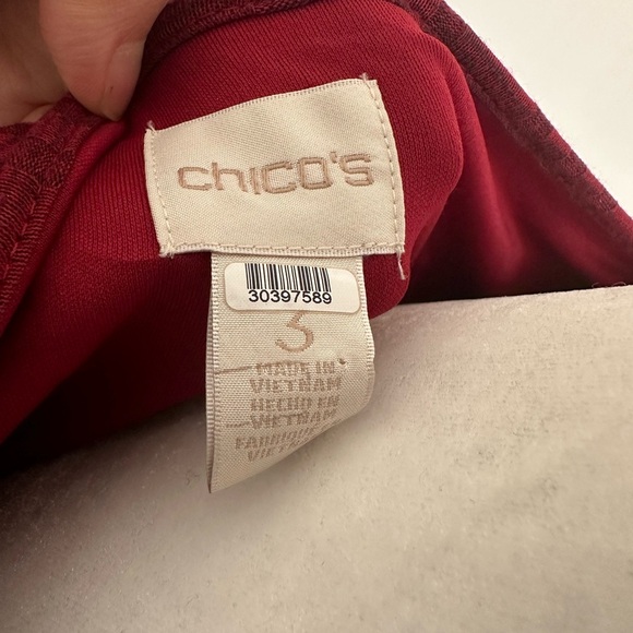 CHICO’S Heathered Rib Detail Knit Sweater Dress ¾ Sleeves Dark Red Sz 3 (XL) - Picture 4 of 8